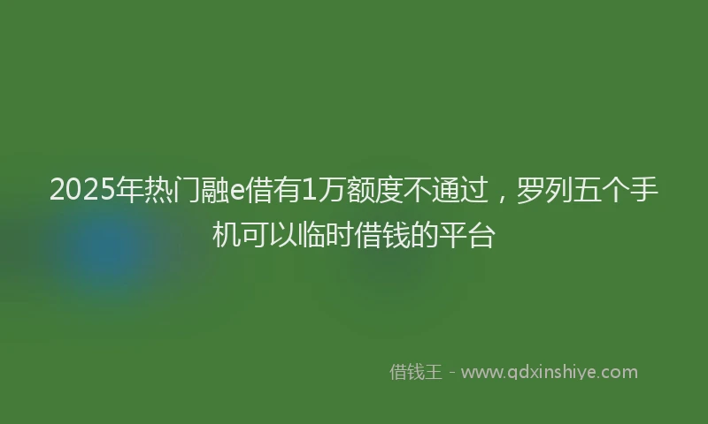 2025年热门融e借有1万额度不通过，罗列五个手机可以临时借钱的平台