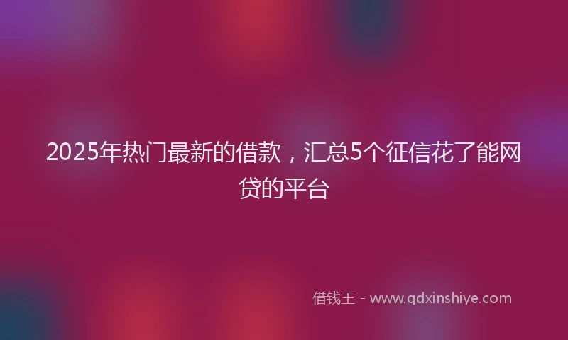 2025年热门最新的借款，汇总5个征信花了能网贷的平台