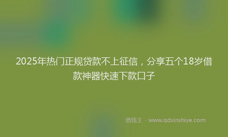 2025年热门正规贷款不上征信，分享五个18岁借款神器快速下款口子