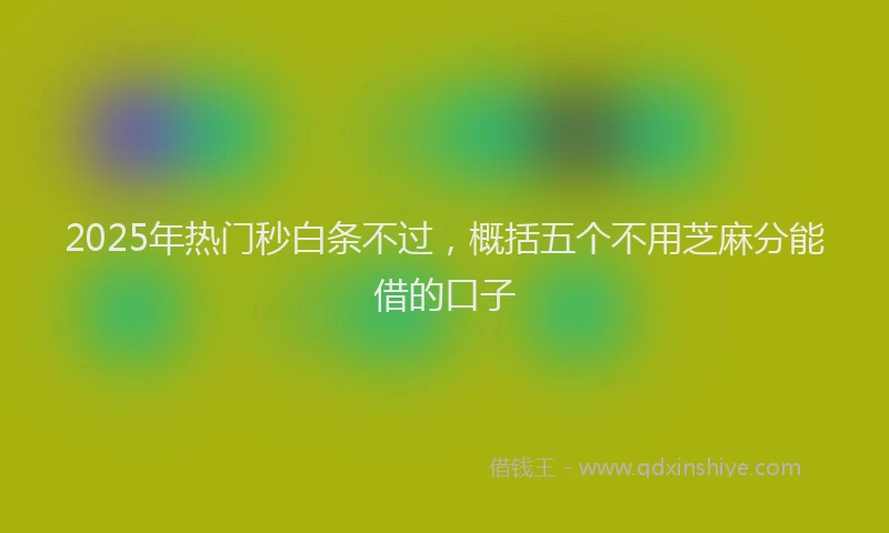 2025年热门秒白条不过，概括五个不用芝麻分能借的口子