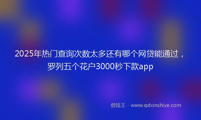 2025年热门查询次数太多还有哪个网贷能通过，罗列五个花户3000秒下款app