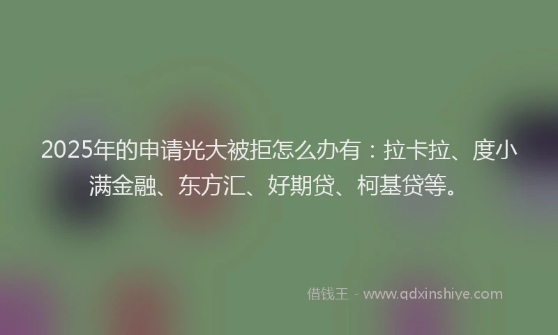 2025年的申请光大被拒怎么办有：拉卡拉、度小满金融、东方汇、好期贷、柯基贷等。