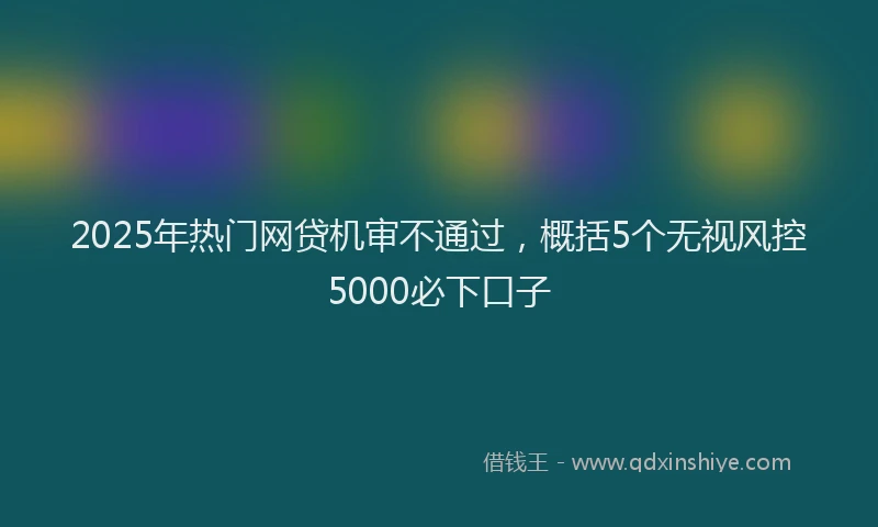 2025年热门网贷机审不通过，概括5个无视风控5000必下口子