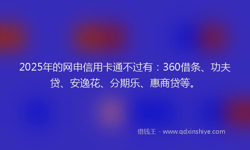 2025年的网申信用卡通不过有：360借条、功夫贷、安逸花、分期乐、惠商贷等。