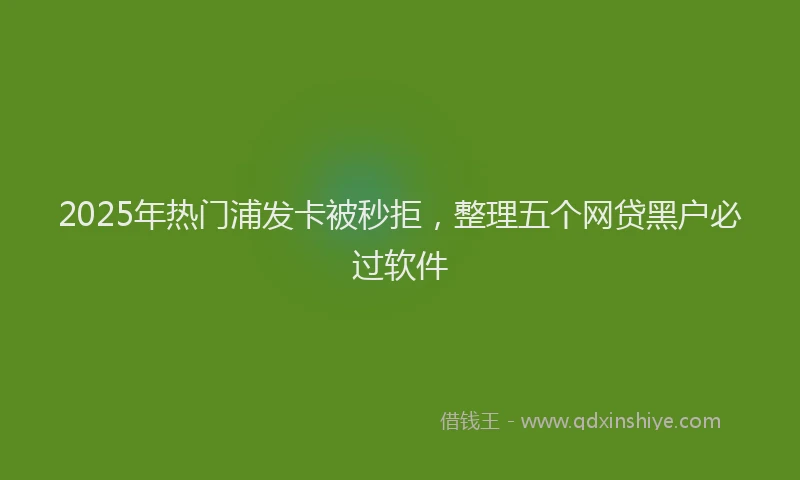 2025年热门浦发卡被秒拒，整理五个网贷黑户必过软件