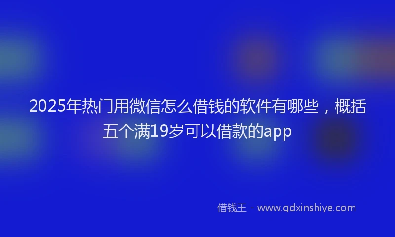 2025年热门用微信怎么借钱的软件有哪些，概括五个满19岁可以借款的app