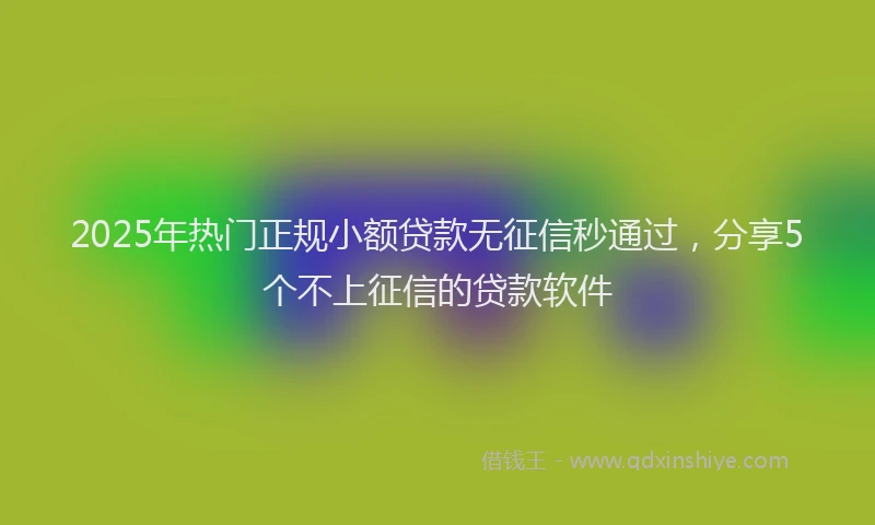 2025年热门正规小额贷款无征信秒通过，分享5个不上征信的贷款软件