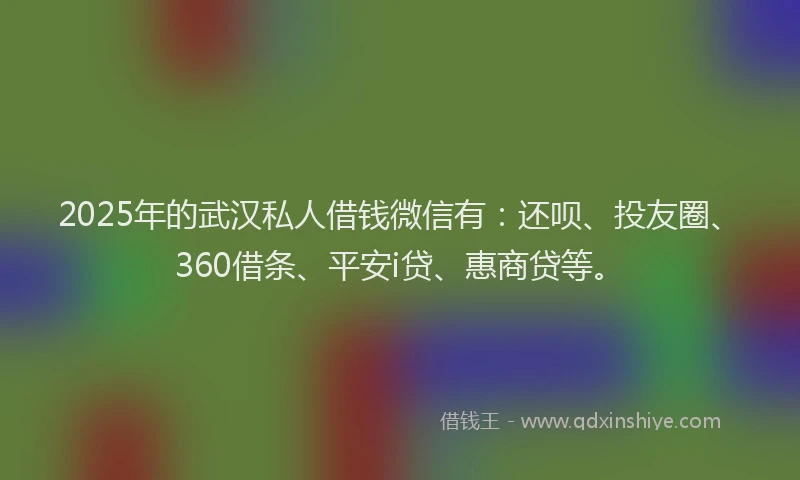 2025年的武汉私人借钱微信有：还呗、投友圈、360借条、平安i贷、惠商贷等。