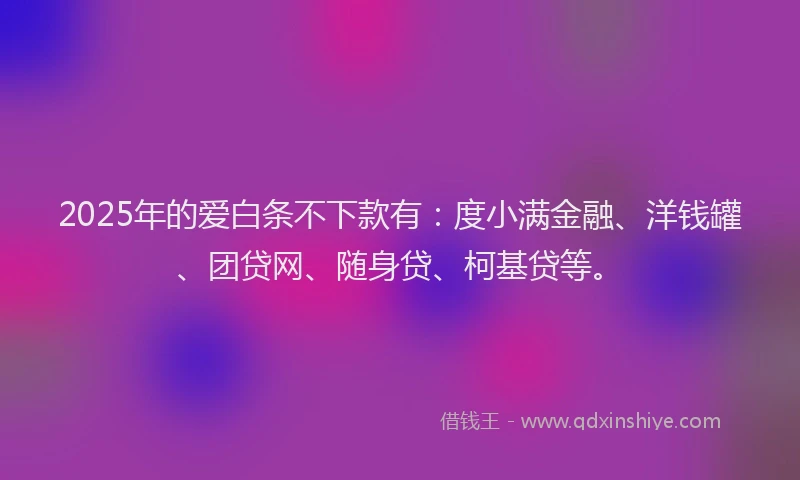 2025年的爱白条不下款有：度小满金融、洋钱罐、团贷网、随身贷、柯基贷等。