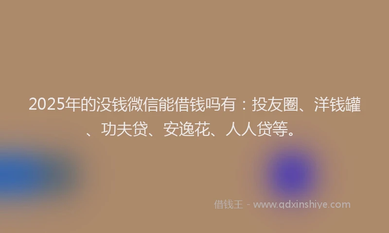 2025年的没钱微信能借钱吗有：投友圈、洋钱罐、功夫贷、安逸花、人人贷等。