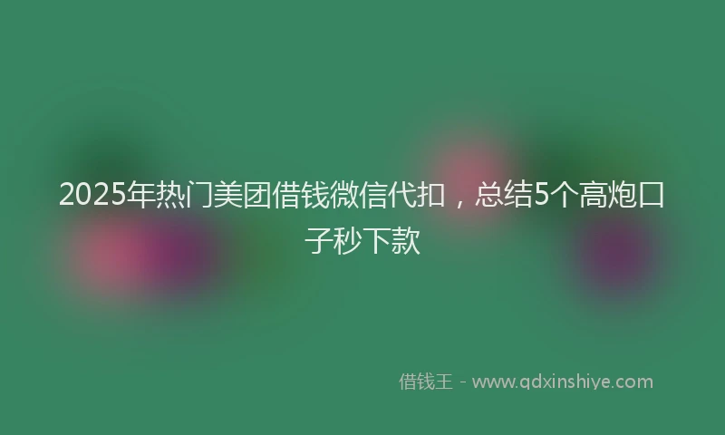 2025年热门美团借钱微信代扣，总结5个高炮口子秒下款