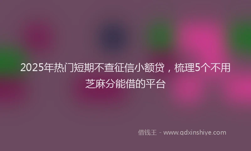 2025年热门短期不查征信小额贷，梳理5个不用芝麻分能借的平台