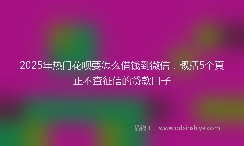 2025年热门花呗要怎么借钱到微信，概括5个真正不查征信的贷款口子