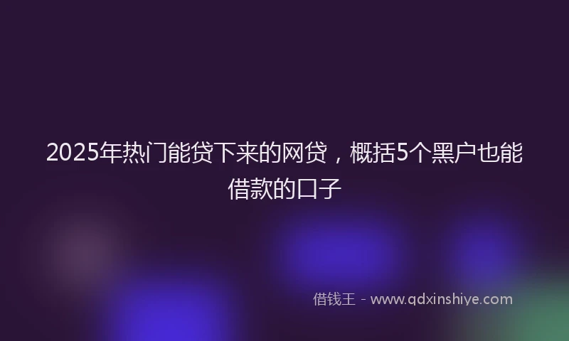 2025年热门能贷下来的网贷，概括5个黑户也能借款的口子