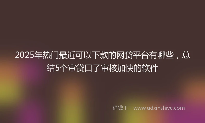 2025年热门最近可以下款的网贷平台有哪些，总结5个审贷口子审核加快的软件