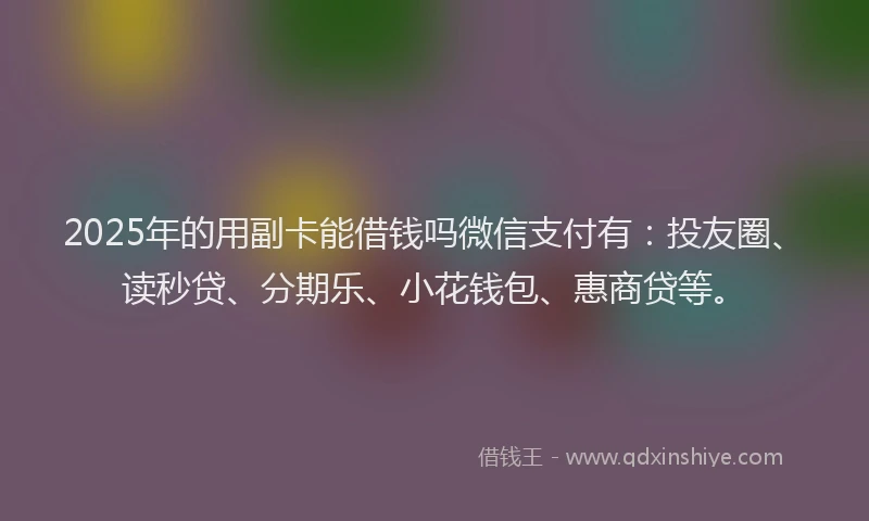 2025年的用副卡能借钱吗微信支付有：投友圈、读秒贷、分期乐、小花钱包、惠商贷等。