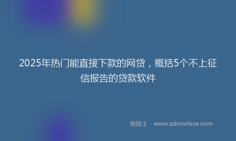 2025年热门能直接下款的网贷，概括5个不上征信报告的贷款软件