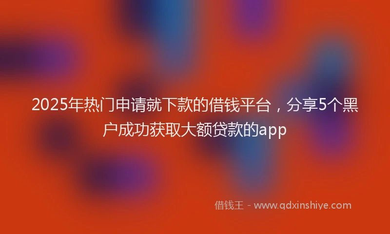 2025年热门申请就下款的借钱平台，分享5个黑户成功获取大额贷款的app