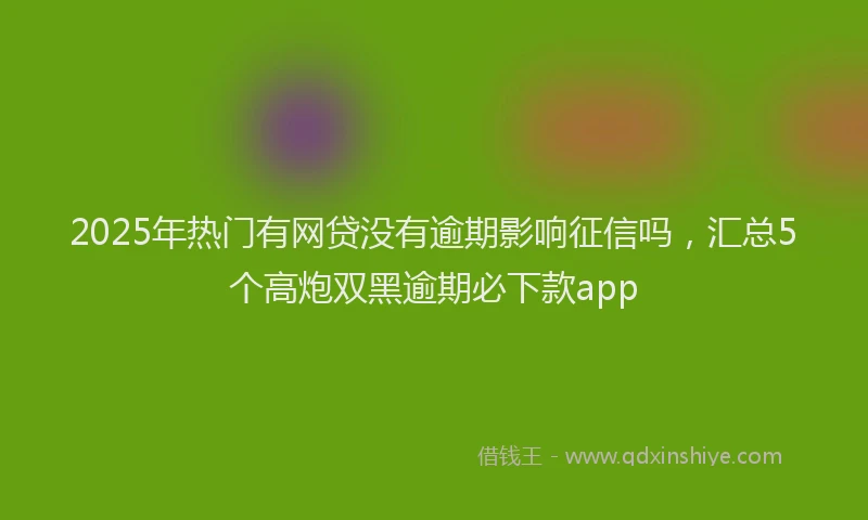 2025年热门有网贷没有逾期影响征信吗，汇总5个高炮双黑逾期必下款app