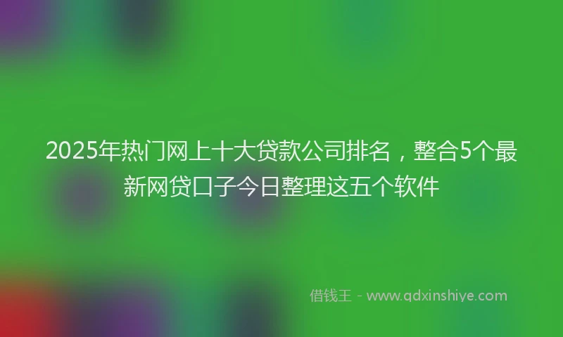 2025年热门网上十大贷款公司排名，整合5个最新网贷口子今日整理这五个软件