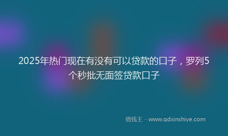 2025年热门现在有没有可以贷款的口子，罗列5个秒批无面签贷款口子