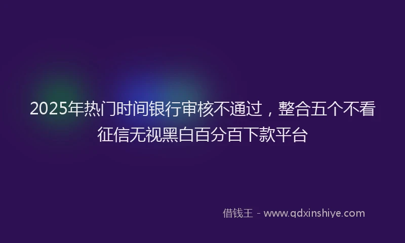 2025年热门时间银行审核不通过，整合五个不看征信无视黑白百分百下款平台