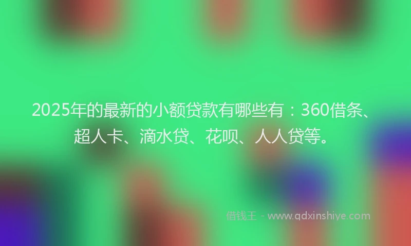 2025年的最新的小额贷款有哪些有：360借条、超人卡、滴水贷、花呗、人人贷等。