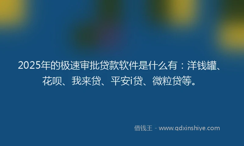 2025年的极速审批贷款软件是什么有：洋钱罐、花呗、我来贷、平安i贷、微粒贷等。