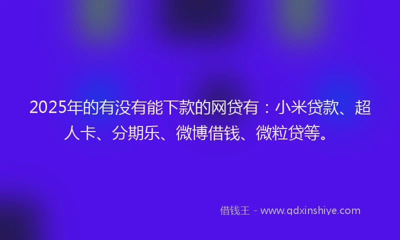 2025年的有没有能下款的网贷有：小米贷款、超人卡、分期乐、微博借钱、微粒贷等。