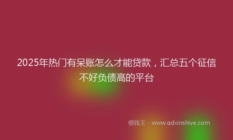 2025年热门有呆账怎么才能贷款，汇总五个征信不好负债高的平台