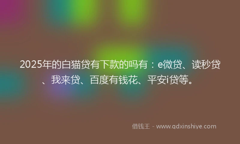 2025年的白猫贷有下款的吗有：e微贷、读秒贷、我来贷、百度有钱花、平安i贷等。