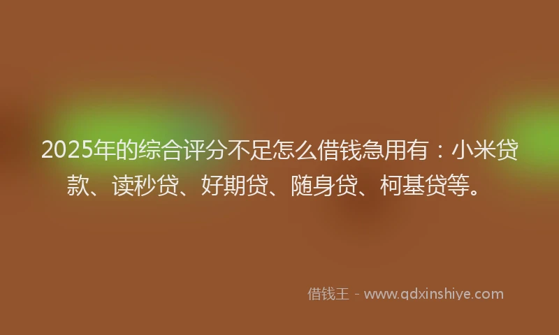 2025年的综合评分不足怎么借钱急用有：小米贷款、读秒贷、好期贷、随身贷、柯基贷等。