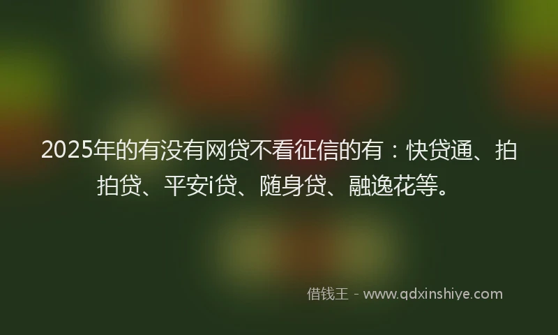 2025年的有没有网贷不看征信的有：快贷通、拍拍贷、平安i贷、随身贷、融逸花等。