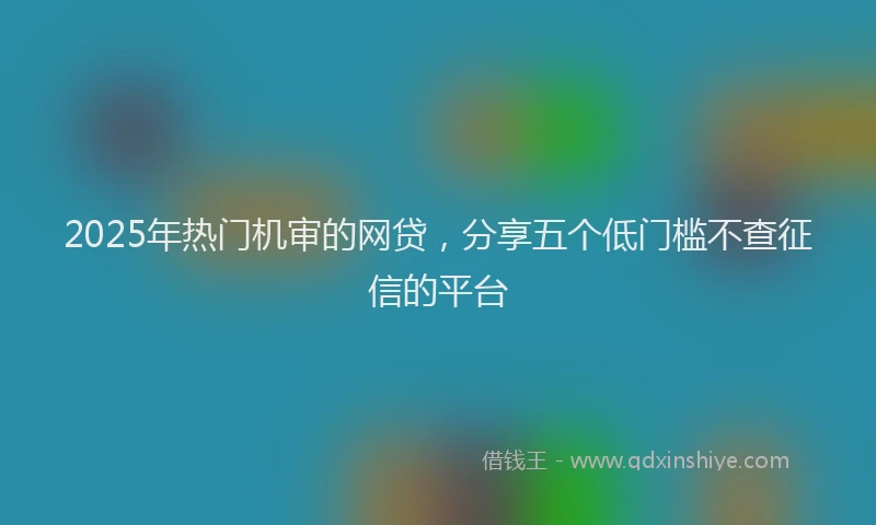 2025年热门机审的网贷，分享五个低门槛不查征信的平台