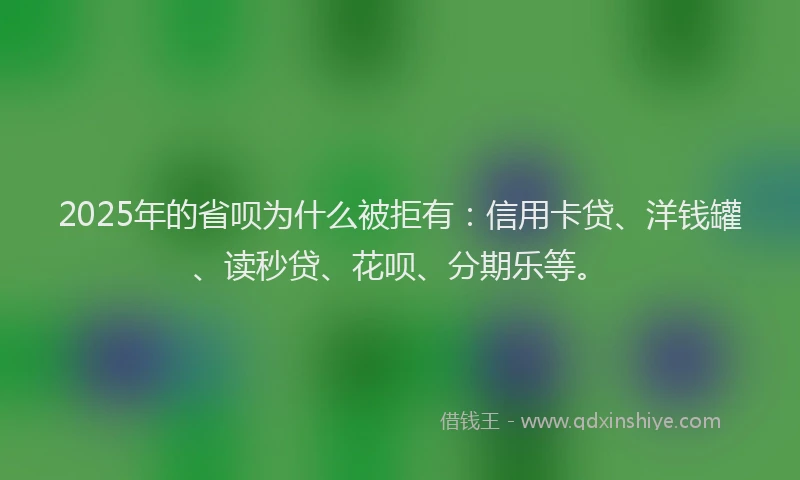 2025年的省呗为什么被拒有：信用卡贷、洋钱罐、读秒贷、花呗、分期乐等。