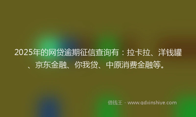 2025年的网贷逾期征信查询有：拉卡拉、洋钱罐、京东金融、你我贷、中原消费金融等。
