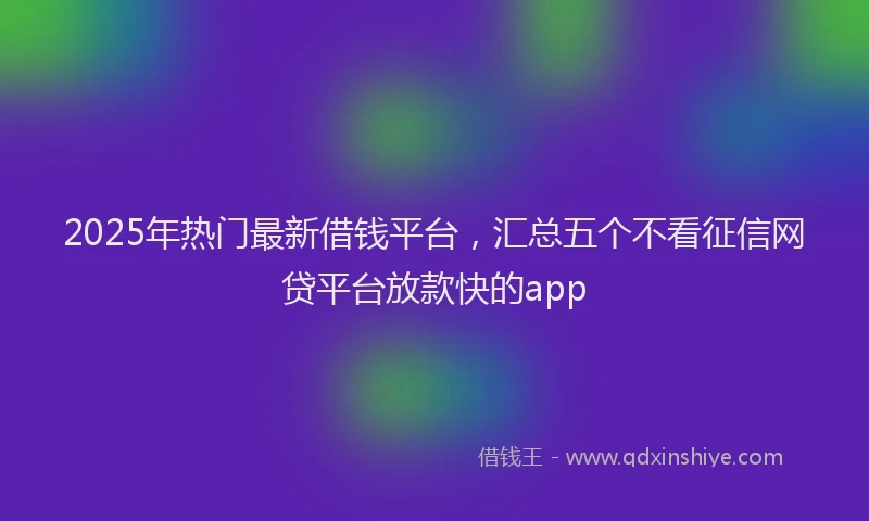 2025年热门最新借钱平台，汇总五个不看征信网贷平台放款快的app