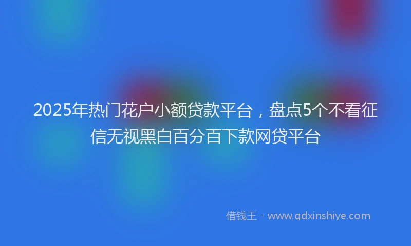 2025年热门花户小额贷款平台，盘点5个不看征信无视黑白百分百下款网贷平台
