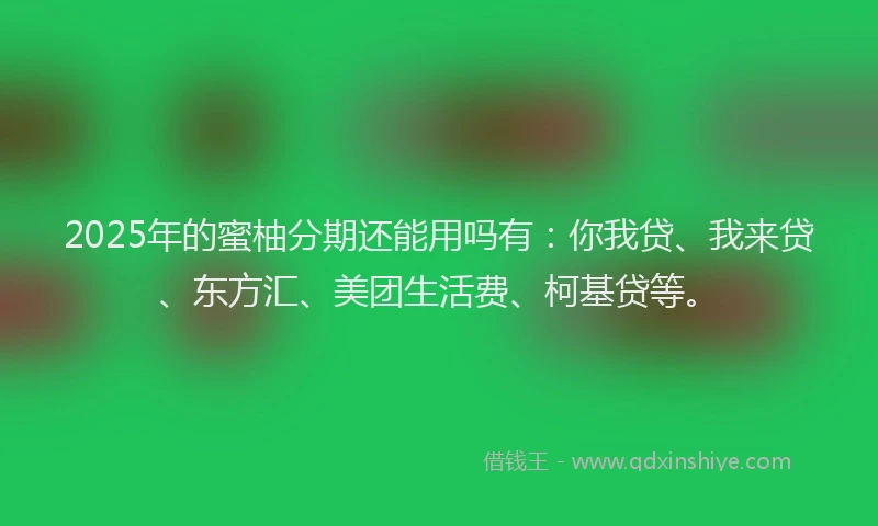 2025年的蜜柚分期还能用吗有：你我贷、我来贷、东方汇、美团生活费、柯基贷等。