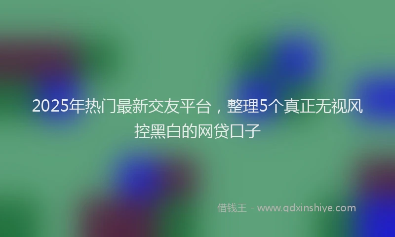 2025年热门最新交友平台，整理5个真正无视风控黑白的网贷口子