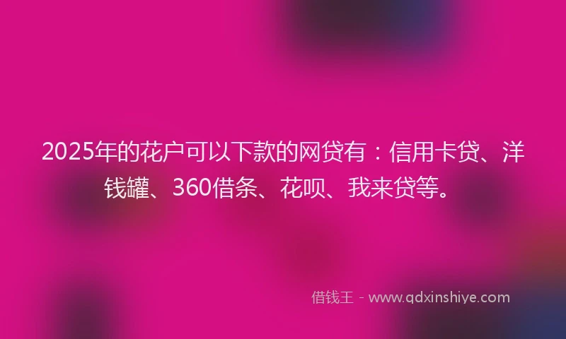 2025年的花户可以下款的网贷有：信用卡贷、洋钱罐、360借条、花呗、我来贷等。