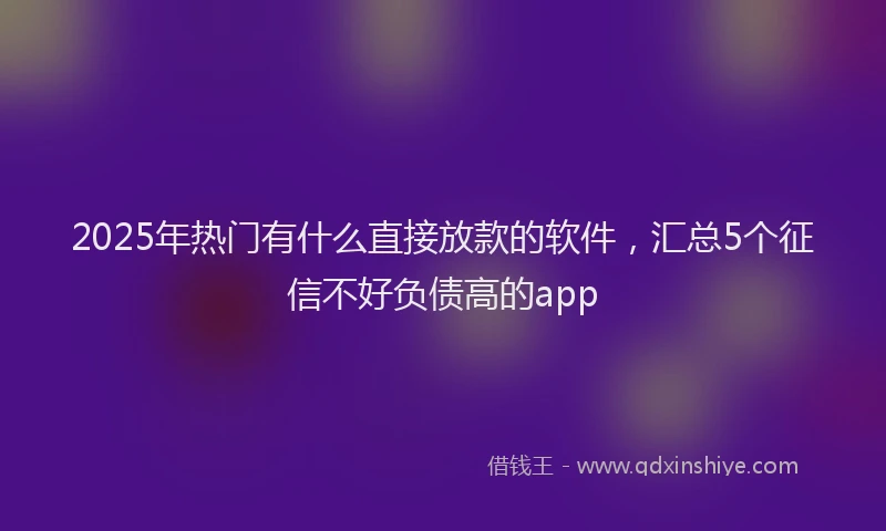 2025年热门有什么直接放款的软件，汇总5个征信不好负债高的app