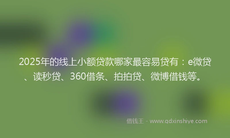 2025年的线上小额贷款哪家最容易贷有：e微贷、读秒贷、360借条、拍拍贷、微博借钱等。
