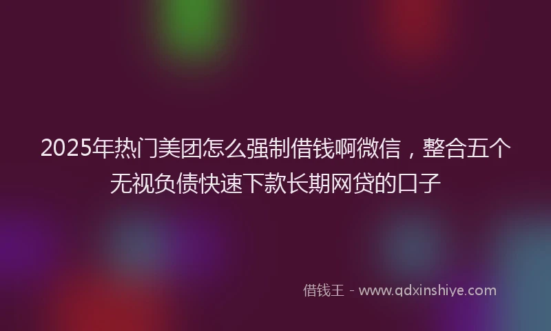 2025年热门美团怎么强制借钱啊微信,整合五个无视负债快速下款长期网贷的口子
