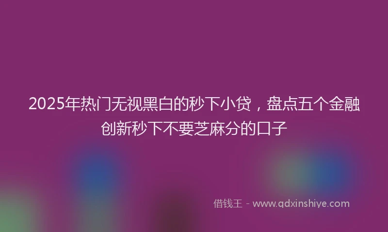 2025年热门无视黑白的秒下小贷，盘点五个金融创新秒下不要芝麻分的口子