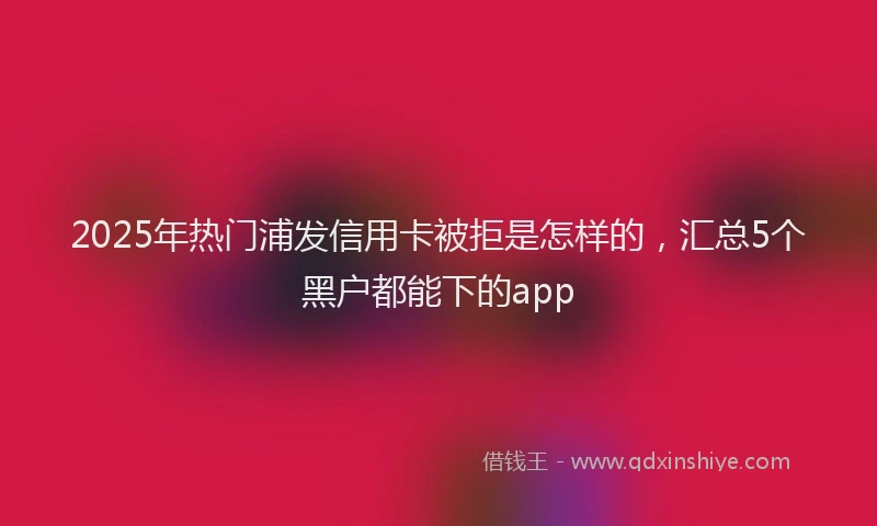 2025年热门浦发信用卡被拒是怎样的，汇总5个黑户都能下的app