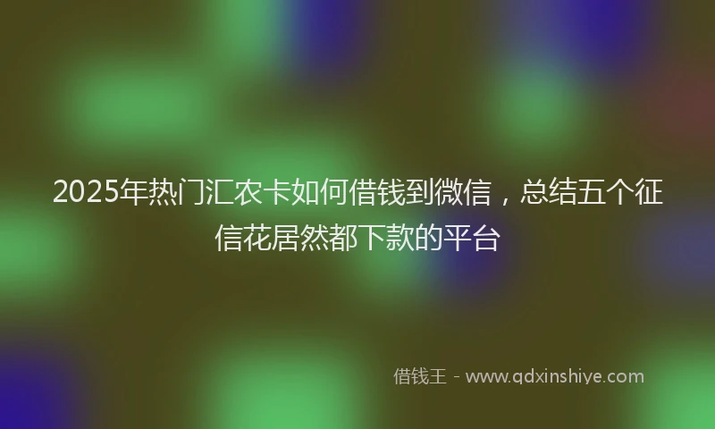 2025年热门汇农卡如何借钱到微信，总结五个征信花居然都下款的平台