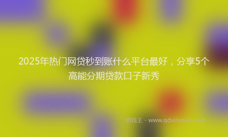 2025年热门网贷秒到账什么平台最好，分享5个高能分期贷款口子新秀