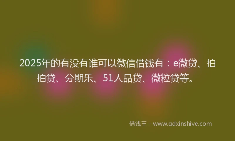 2025年的有没有谁可以微信借钱有：e微贷、拍拍贷、分期乐、51人品贷、微粒贷等。