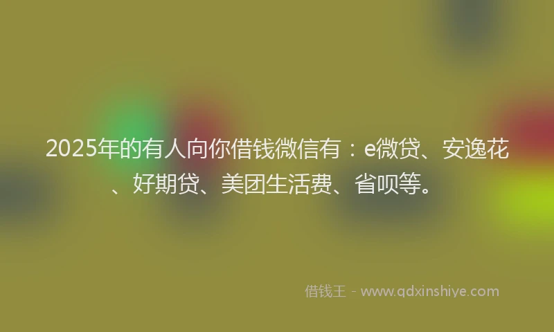 2025年的有人向你借钱微信有：e微贷、安逸花、好期贷、美团生活费、省呗等。